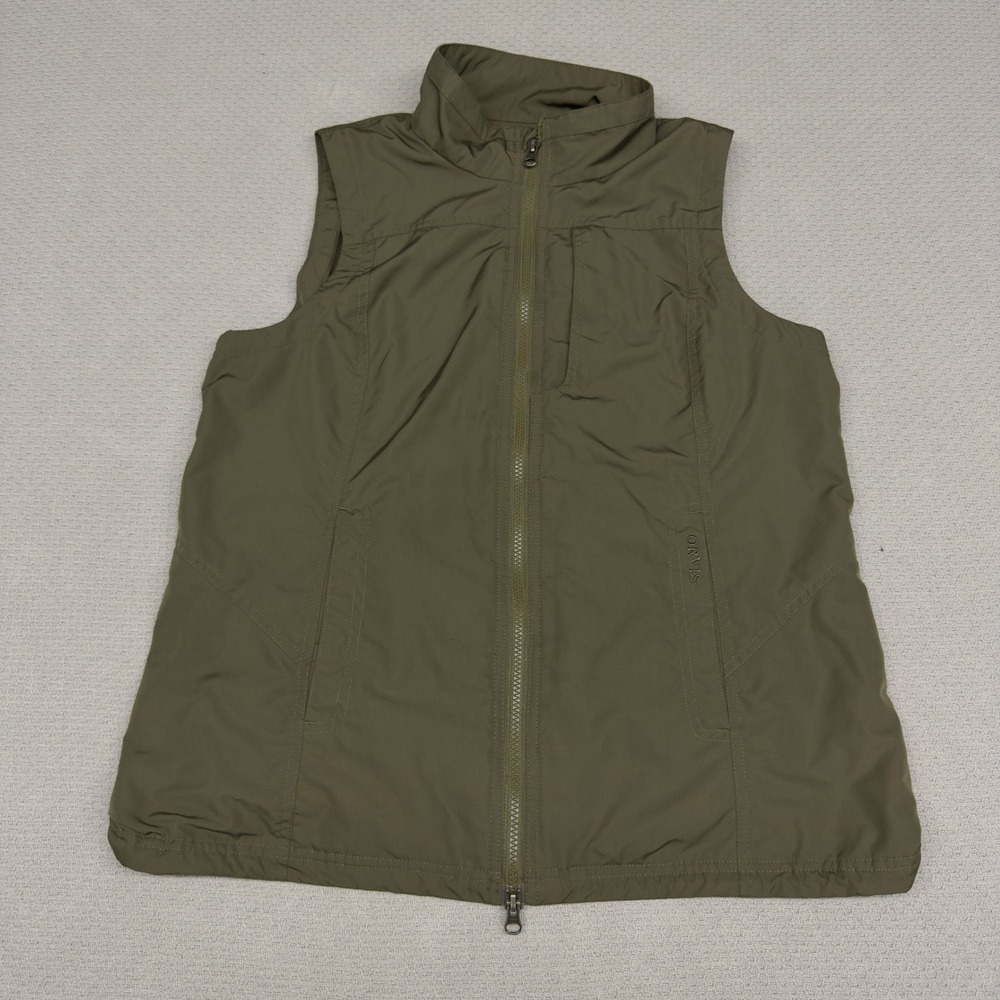 Orvis Vest Womens Medium Olive Green Full Zip Fishing Hiking Pockets Gorpcore